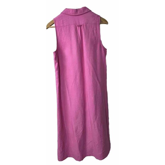 Tribal Dress Sleeveless Sundress Pocket Collar Slits Knee Length Pink Small Boho - Picture 4 of 5